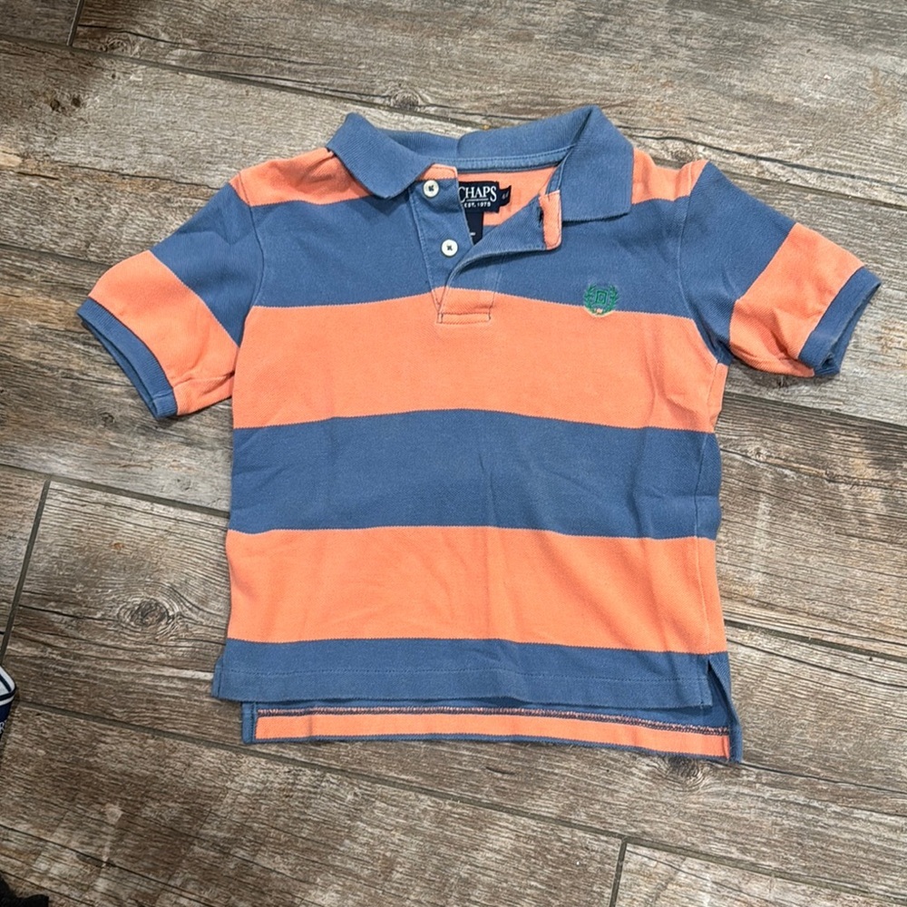 Chaps Striped Polo Shirt Blue and Orange Casual​